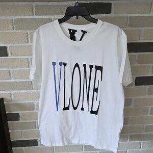 VLONE White Snake Tee with Black and Blue Lettering S